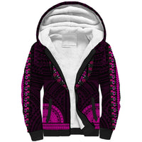 African Dashiki Sherpa Hoodie With Polynesian Pattern - Pink - Wonder Print Shop