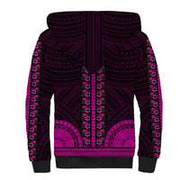 African Dashiki Sherpa Hoodie With Polynesian Pattern - Pink - Wonder Print Shop