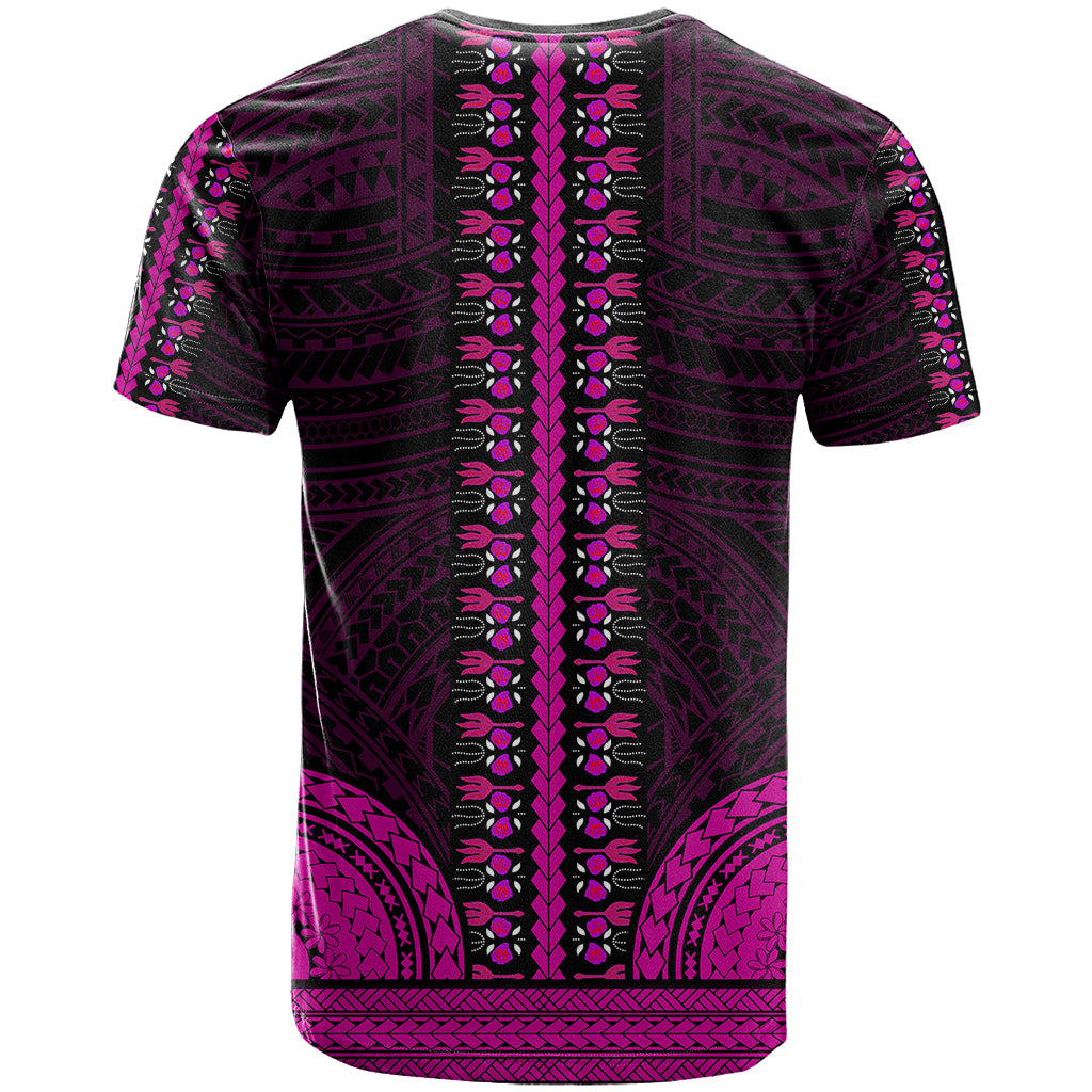 African Dashiki T Shirt With Polynesian Pattern - Pink - Wonder Print Shop