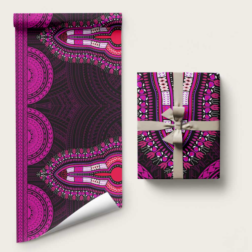 African Dashiki and Polynesian Pattern Wrapping Paper Pink - Wonder Print Shop