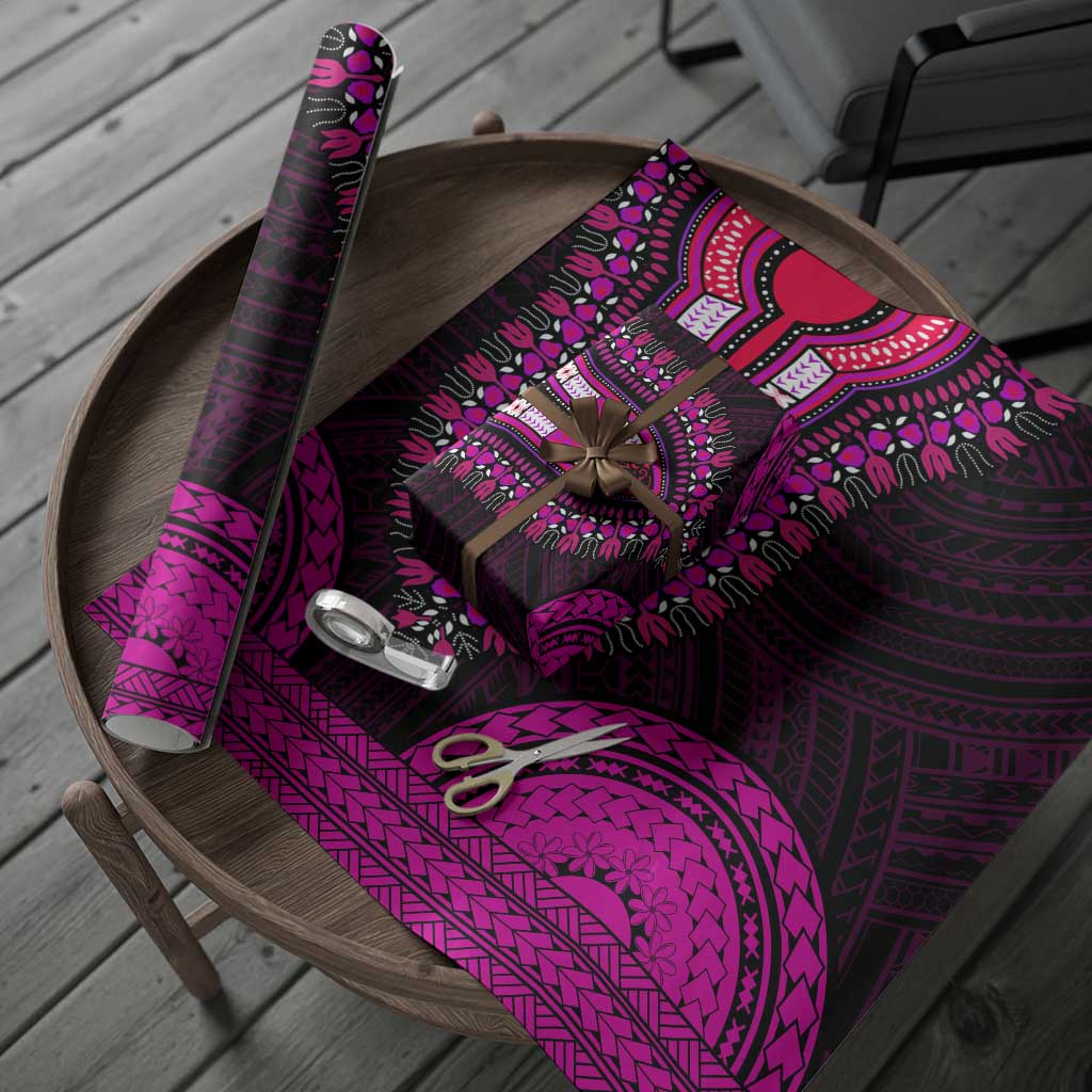 African Dashiki and Polynesian Pattern Wrapping Paper Pink - Wonder Print Shop