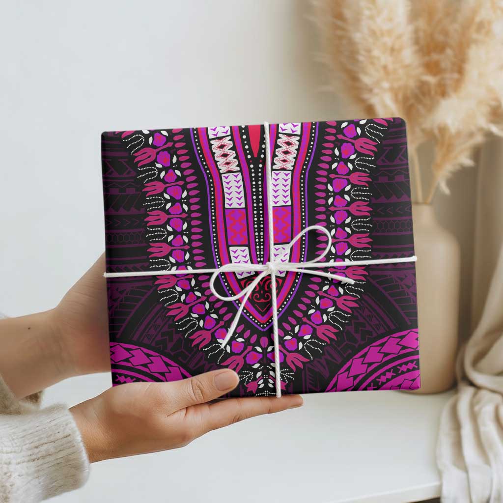 African Dashiki and Polynesian Pattern Wrapping Paper Pink - Wonder Print Shop