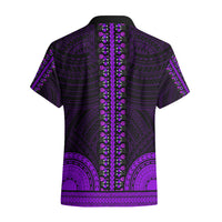African Dashiki Hawaiian Shirt With Polynesian Pattern - Purple - Wonder Print Shop