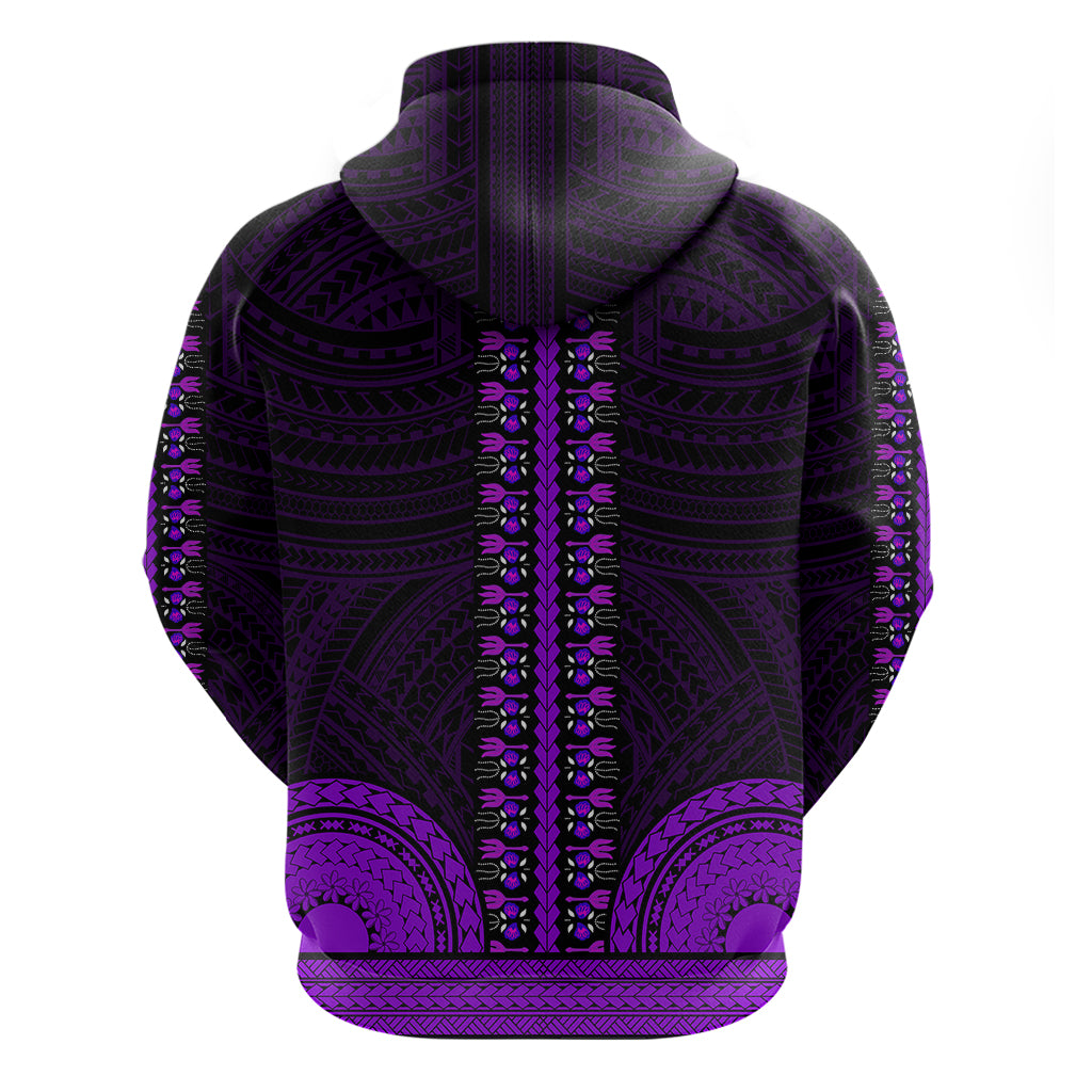 African Dashiki Hoodie With Polynesian Pattern - Purple - Wonder Print Shop
