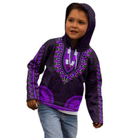 African Dashiki Kid Hoodie With Polynesian Pattern - Purple - Wonder Print Shop