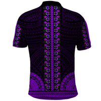 African Dashiki Polo Shirt With Polynesian Pattern - Purple - Wonder Print Shop