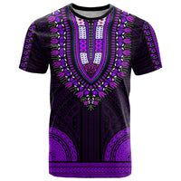 African Dashiki T Shirt With Polynesian Pattern - Purple - Wonder Print Shop