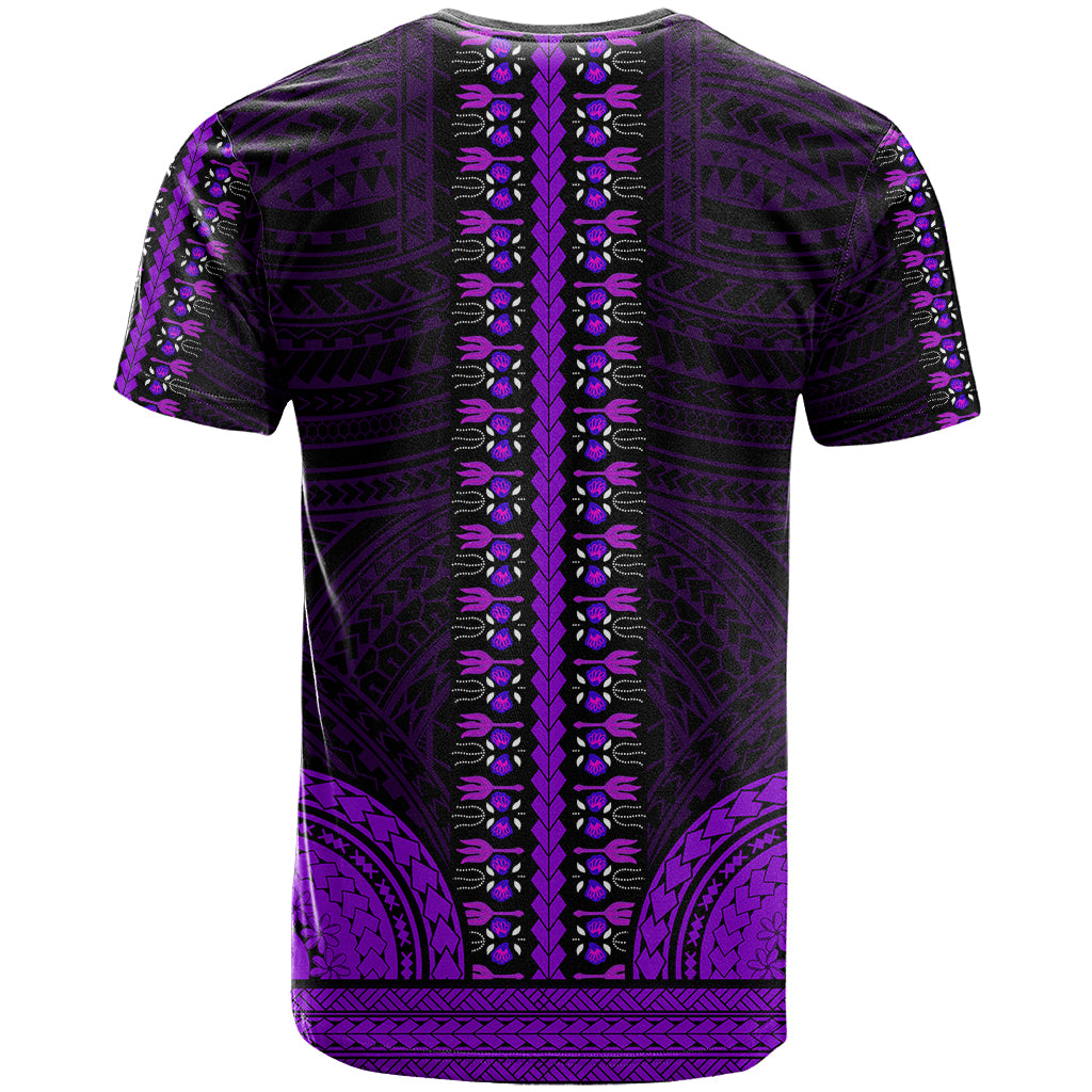 African Dashiki T Shirt With Polynesian Pattern - Purple - Wonder Print Shop