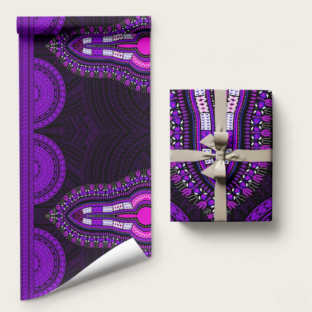 African Dashiki and Polynesian Pattern Wrapping Paper Purple - Wonder Print Shop