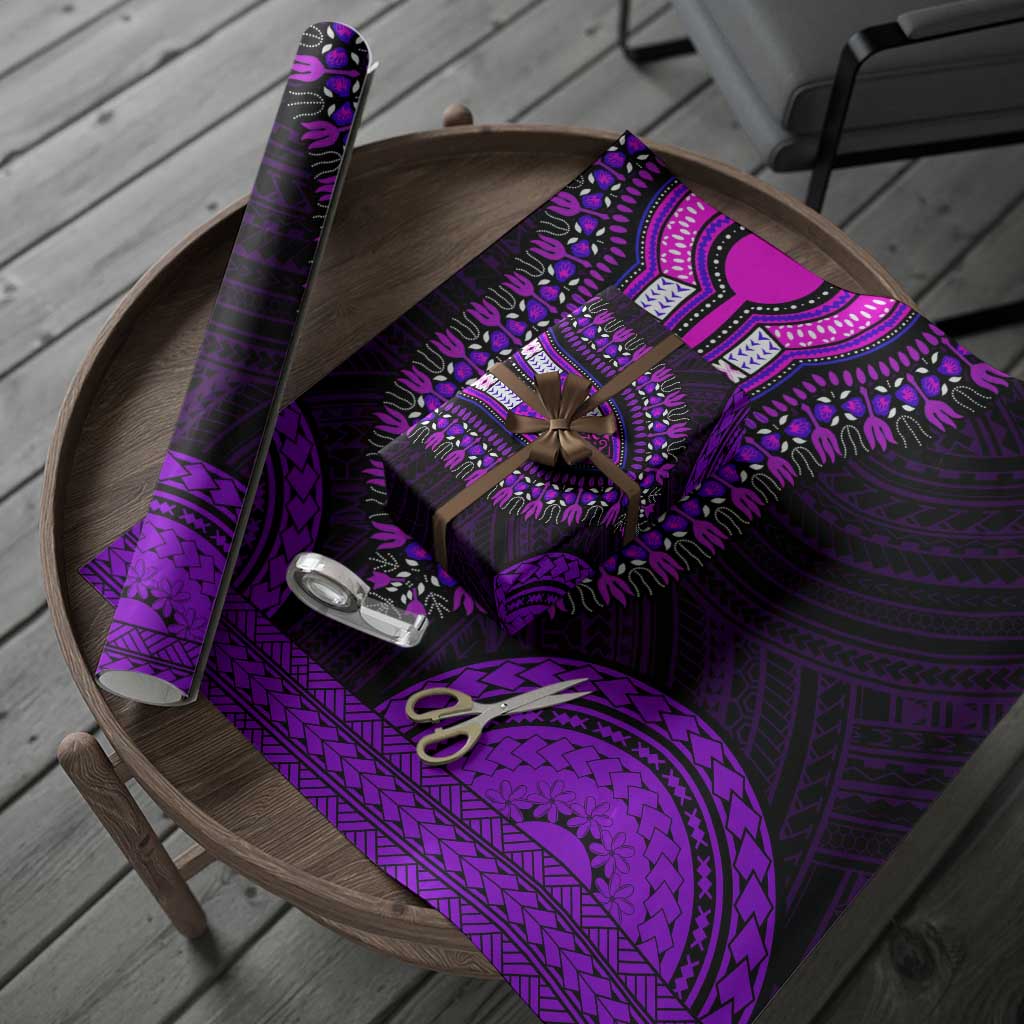 African Dashiki and Polynesian Pattern Wrapping Paper Purple - Wonder Print Shop