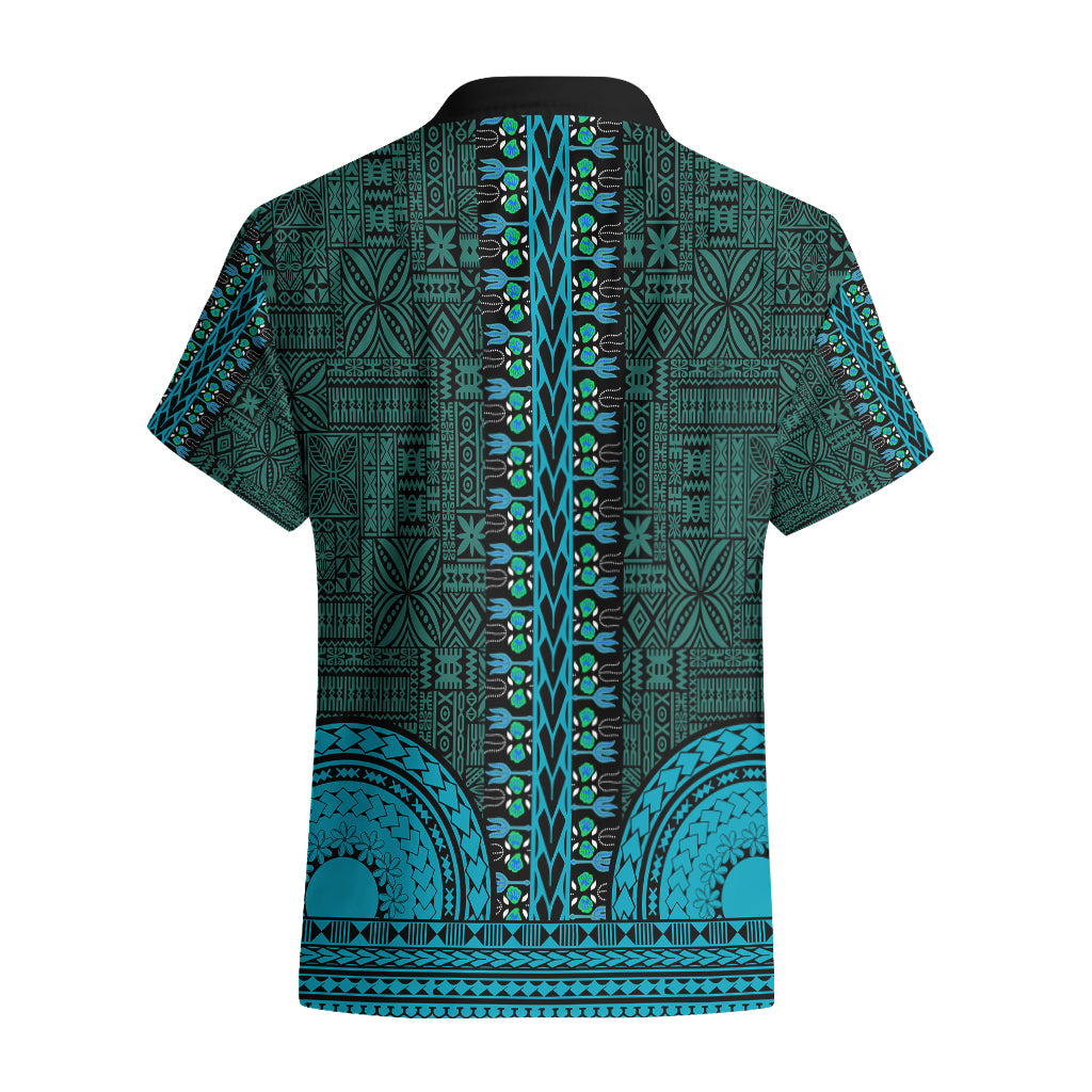 African Dashiki Hawaiian Shirt With Tapa Pattern - Teal - Wonder Print Shop