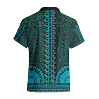 African Dashiki Hawaiian Shirt With Tapa Pattern - Teal - Wonder Print Shop