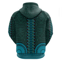 African Dashiki Hoodie With Tapa Pattern - Teal - Wonder Print Shop
