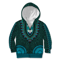 African Dashiki Kid Hoodie With Tapa Pattern - Teal - Wonder Print Shop