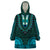 African Dashiki Wearable Blanket Hoodie With Tapa Pattern - Teal - Wonder Print Shop