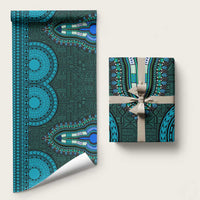 Teal Dashiki and Tapa Pattern Wrapping Paper Africa and Polynesia Together Culture - Wonder Print Shop