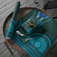 Teal Dashiki and Tapa Pattern Wrapping Paper Africa and Polynesia Together Culture - Wonder Print Shop