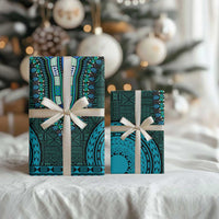 Teal Dashiki and Tapa Pattern Wrapping Paper Africa and Polynesia Together Culture - Wonder Print Shop