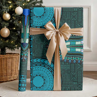 Teal Dashiki and Tapa Pattern Wrapping Paper Africa and Polynesia Together Culture - Wonder Print Shop