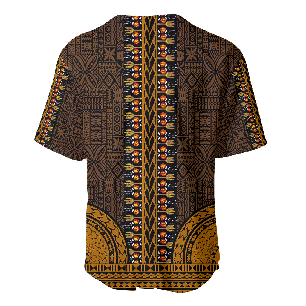African Dashiki Baseball Jersey With Tapa Pattern - Gold LT9 - Wonder Print Shop