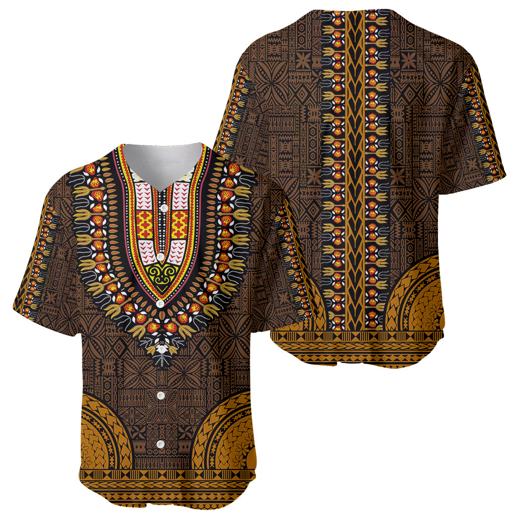 African Dashiki Baseball Jersey With Tapa Pattern - Gold LT9 - Wonder Print Shop