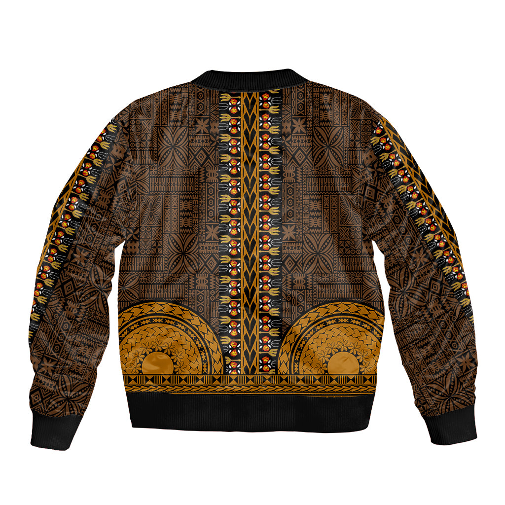 African Dashiki Bomber Jacket With Tapa Pattern - Gold LT9 - Wonder Print Shop