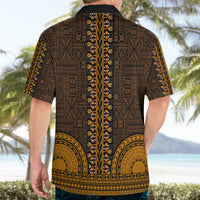 African Dashiki Hawaiian Shirt With Tapa Pattern - Gold - Wonder Print Shop