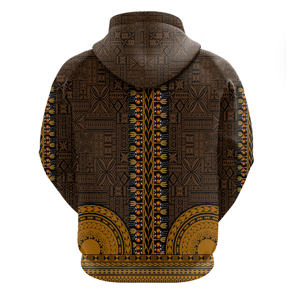 African Dashiki Hoodie With Tapa Pattern - Gold - Wonder Print Shop