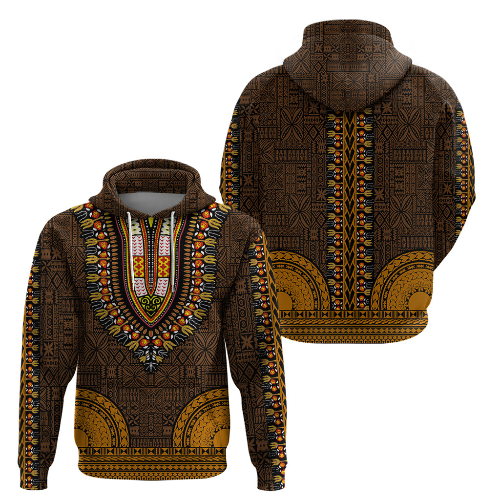 African Dashiki Hoodie With Tapa Pattern - Gold - Wonder Print Shop