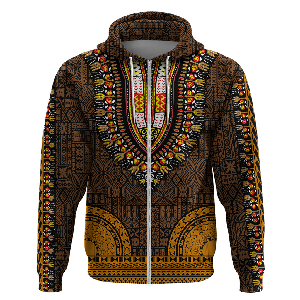 African Dashiki Hoodie With Tapa Pattern - Gold - Wonder Print Shop