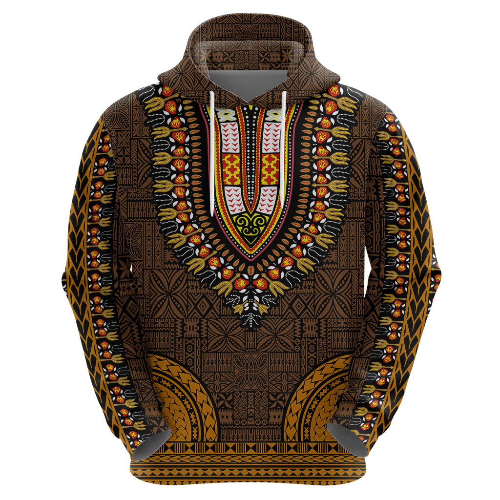 African Dashiki Hoodie With Tapa Pattern - Gold - Wonder Print Shop