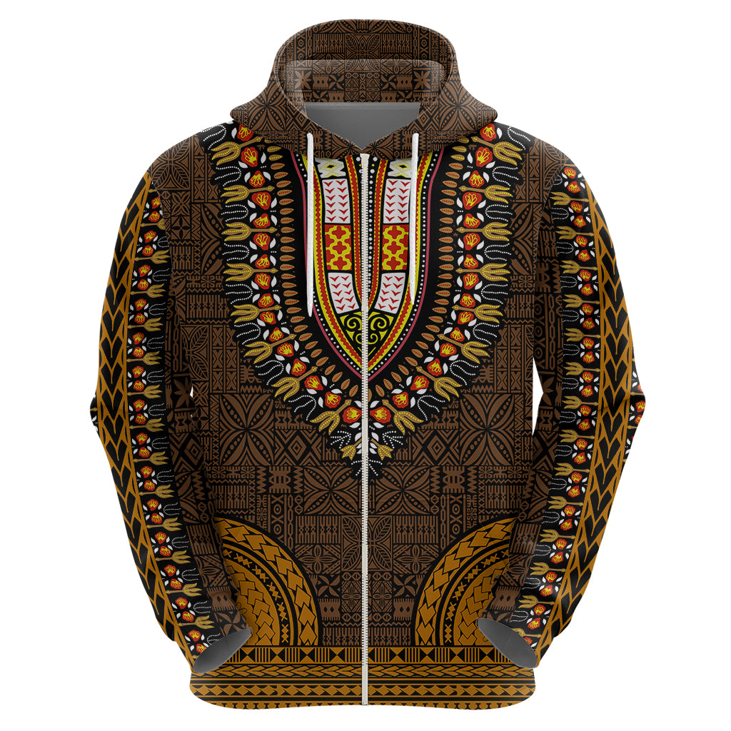 African Dashiki Hoodie With Tapa Pattern - Gold - Wonder Print Shop