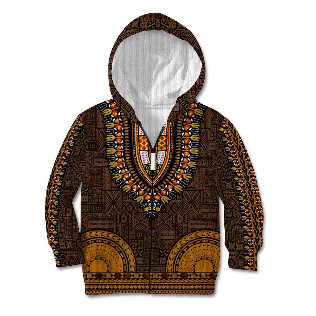 African Dashiki Kid Hoodie With Tapa Pattern - Gold - Wonder Print Shop