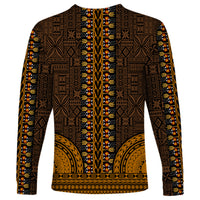 African Dashiki Long Sleeve Shirt With Tapa Pattern - Gold - Wonder Print Shop