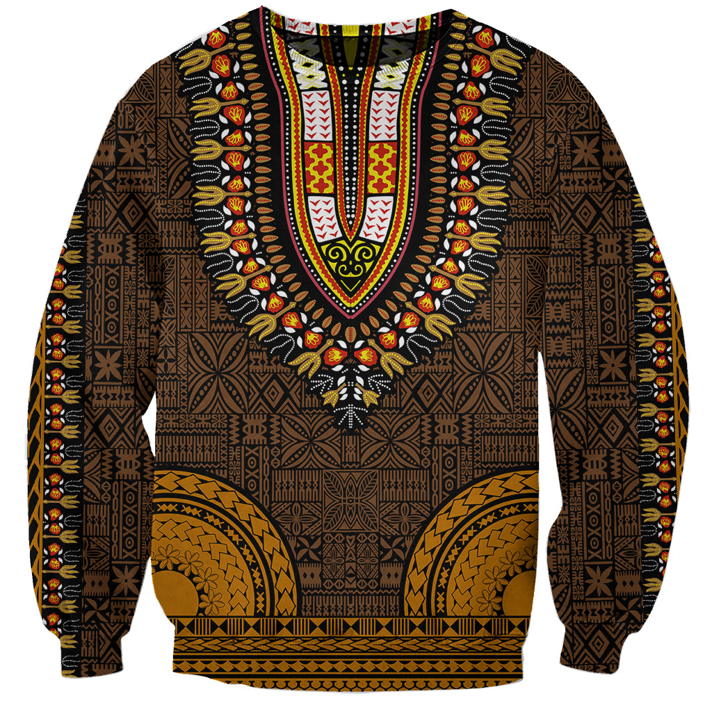 African Dashiki Sweatshirt With Tapa Pattern - Gold - Wonder Print Shop