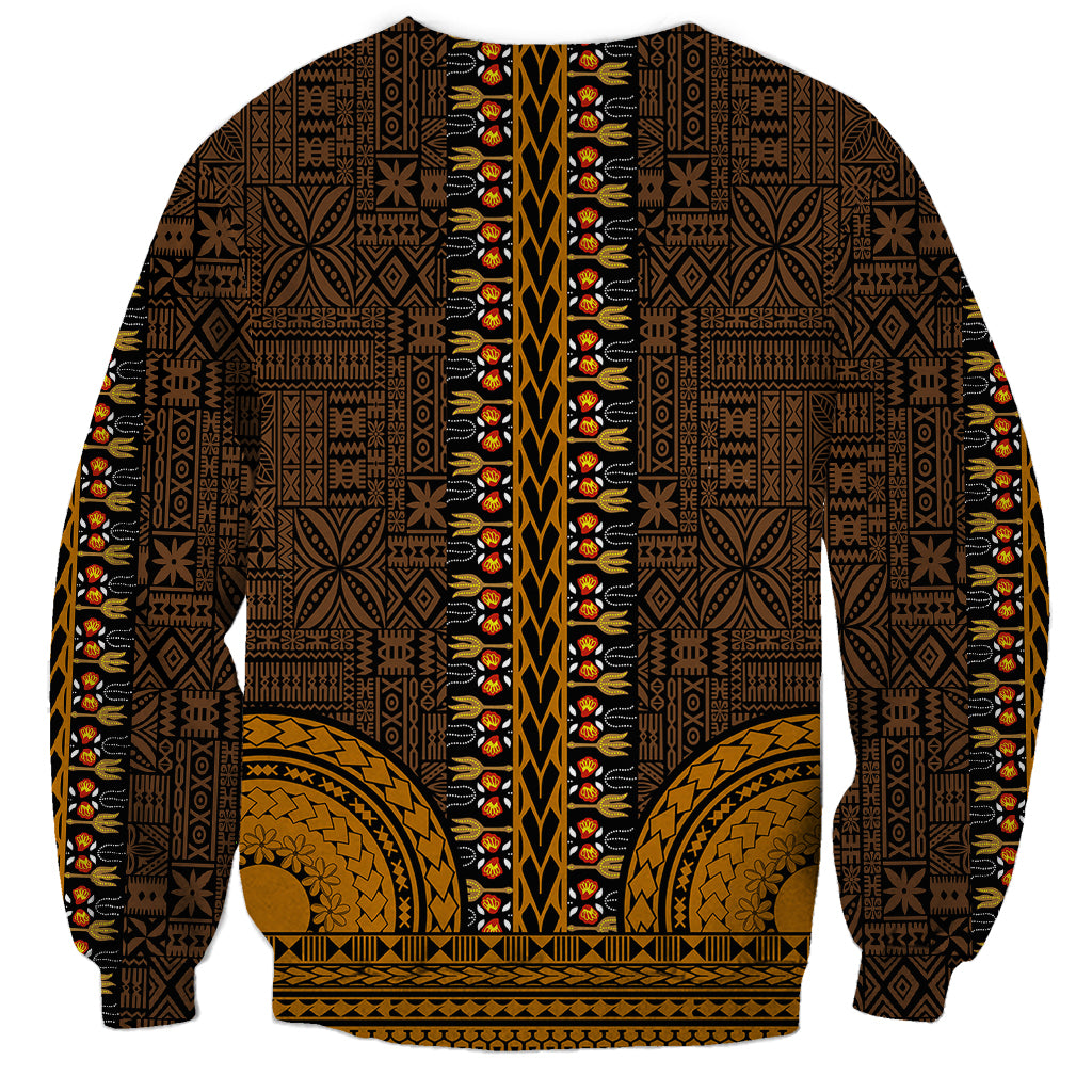 African Dashiki Sweatshirt With Tapa Pattern - Gold - Wonder Print Shop