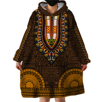 African Dashiki Wearable Blanket Hoodie With Tapa Pattern - Gold - Wonder Print Shop