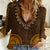 African Dashiki Women Casual Shirt With Tapa Pattern - Gold - Wonder Print Shop