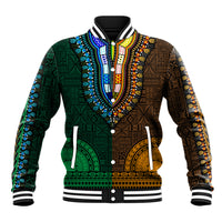 African Dashiki Baseball Jacket With Tapa Pattern - Half Green and Gold LT9 - Wonder Print Shop