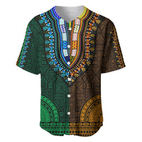 African Dashiki Baseball Jersey With Tapa Pattern - Half Green and Gold LT9 - Wonder Print Shop