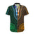 African Dashiki Hawaiian Shirt With Tapa Pattern - Half Green and Gold - Wonder Print Shop