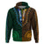 African Dashiki Hoodie With Tapa Pattern - Half Green and Gold - Wonder Print Shop