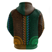 African Dashiki Hoodie With Tapa Pattern - Half Green and Gold - Wonder Print Shop