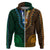African Dashiki Hoodie With Tapa Pattern - Half Green and Gold - Wonder Print Shop