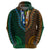 African Dashiki Hoodie With Tapa Pattern - Half Green and Gold - Wonder Print Shop