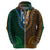 African Dashiki Hoodie With Tapa Pattern - Half Green and Gold - Wonder Print Shop