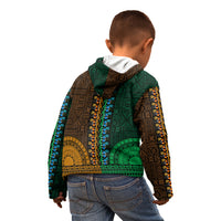 African Dashiki Kid Hoodie With Tapa Pattern - Half Green and Gold - Wonder Print Shop