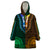 African Dashiki Wearable Blanket Hoodie With Tapa Pattern - Half Green and Gold - Wonder Print Shop