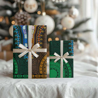 Green-gold Dashiki and Tapa Pattern Wrapping Paper Africa and Polynesia Together Culture - Wonder Print Shop
