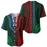African Dashiki Baseball Jersey With Tapa Pattern - Half Green and Red LT9 - Wonder Print Shop